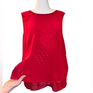 Apt.9 Red Tiered Sheer Sleeveless Shell Top XXL Jacquard square dot print AP001